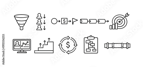 Technology linear icon set. Gadgets, devices, and digital communication icons collection