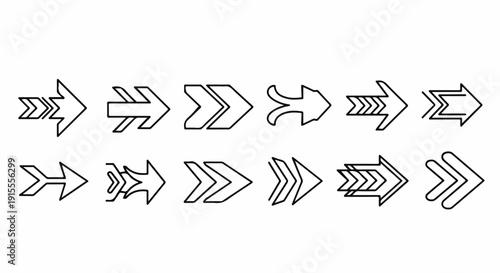 A collection of various arrow symbols with different styles and directions Vector
