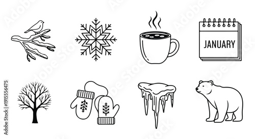 Winter scenes and symbols: a collection of cold weather imagery Vector