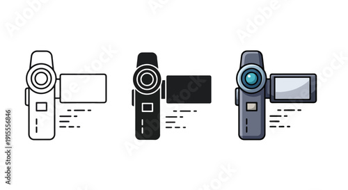 Camera icons set flat design vector illustration - Vector icon Set - Stickers and Clipart - PNG and SVG Icon collection - Lineal icons - logo template