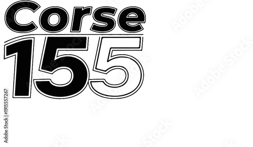 Bold text "Corse" and number "155" on white background