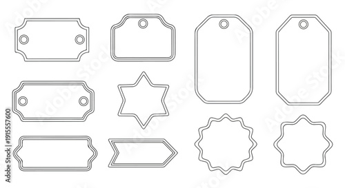 Assorted outline shapes and tags for creative design projects Vector