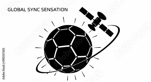 Satellite orbits earth symbolizing global synchronization and communication
