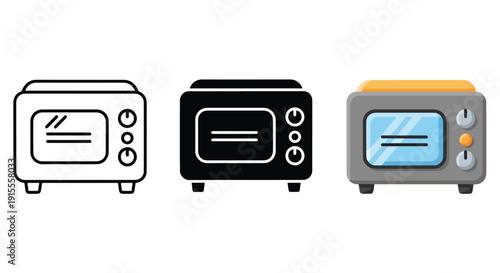 Modern kitchen appliances vector icon set flat design - Vector icon Set - Stickers and Clipart - PNG and SVG Icon collection - Lineal icons - logo template