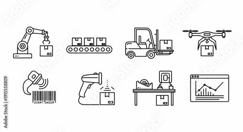 Modern logistics and supply chain management with various transportation and tracking methods Vector