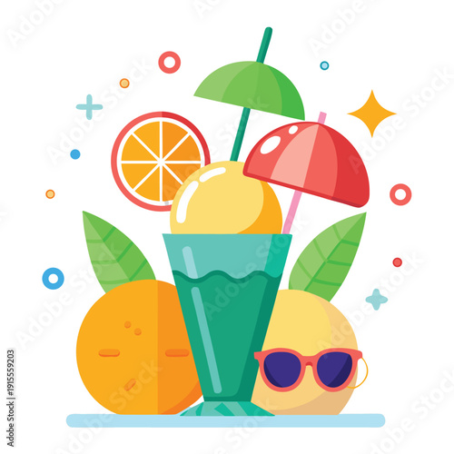 фотографія Summer tropical drink set with ice cream, fruit juice cocktails, citrus beverage