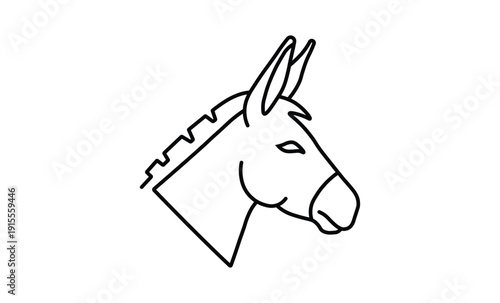Donkey profile head vector illustration for rural farm livestock branding having long ears