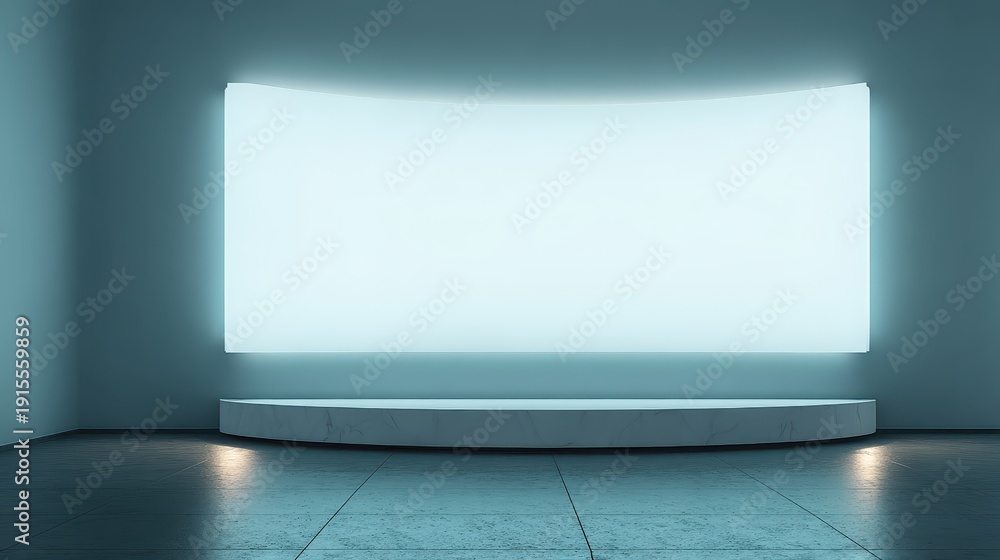 Fototapeta premium Modern Minimalist Exhibition Space with Bright Screen for Display and Presentation Purposes