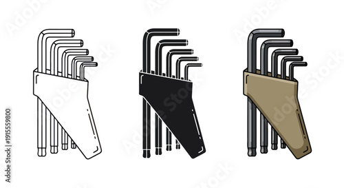 Hex key set flat design vector illustration - Vector icon Set - Stickers and Clipart - PNG and SVG Icon collection - Lineal icons - logo template