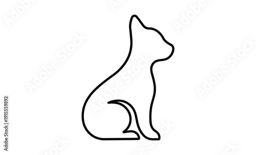 Sitting dog outline waiting patiently in digital space with sleek black stroke line design
