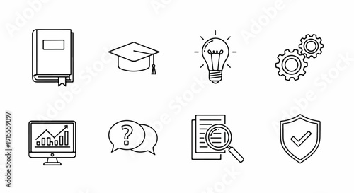 Icons representing various aspects of education and learning Vector