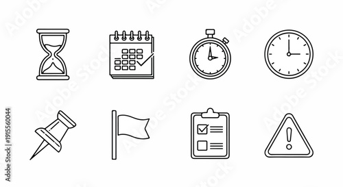 Icons representing different aspects of time management and planning Vector
