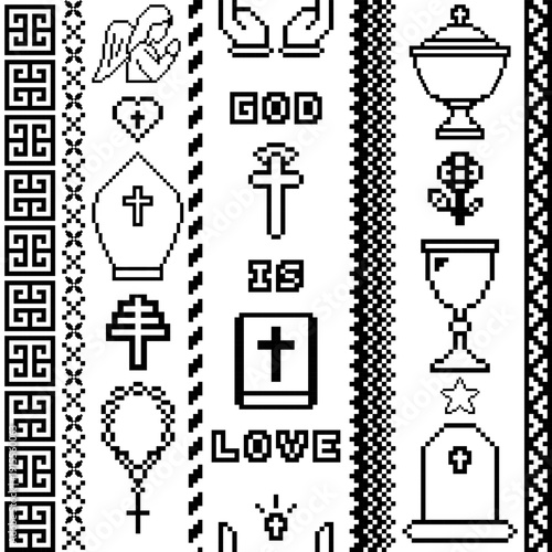 God Is Love Vertical Pixel Art Religious Banner