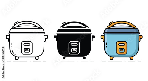 rice cooker kitchen appliance vector icon set flat design - Vector icon Set - Stickers and Clipart - PNG and SVG Icon collection - Lineal icons - logo template
