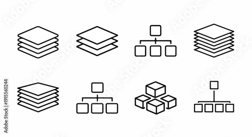 Various types of organizational charts and diagrams representing hierarchical structures Vector