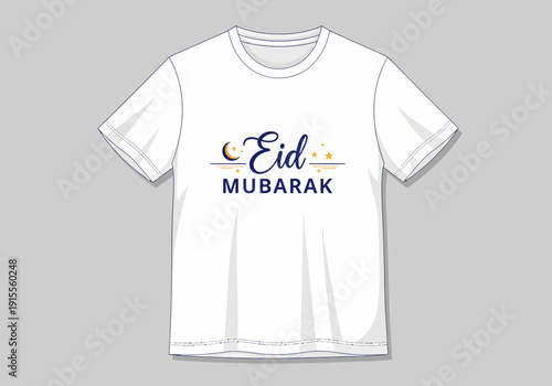 Minimalist Eid Mubarak shirt design with gold star accents