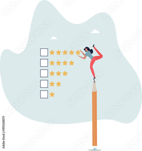 Evaluation or satisfaction feedback, performance rating or customer review, giving stars quality result, rate the service concept.person's life situation and his activities.