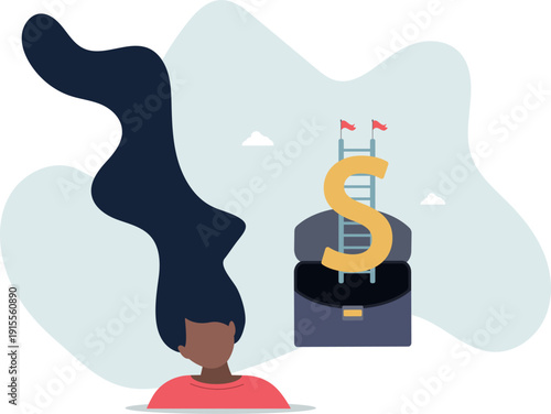 Money ladder to achieve financial independent goal, challenge to reach investment target or wealth planning strategy concept.person's life situation and his activities.