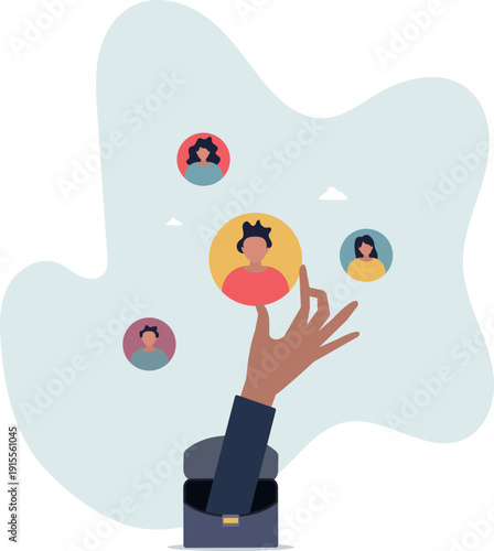 HR human resources elements with work hiring and job career.person's life situation and his activities.