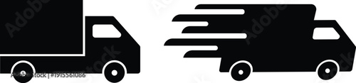 Delivery truck icons on isolated transparent background. fast shipping delivery truck vector symbol