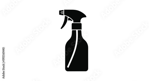 A simple black silhouette of a spray bottle seen in profile