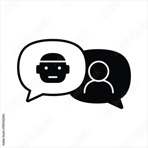 Human and Robot Chat Bubbles Icon Representing AI Customer Service and Conversational Artificial Intelligence