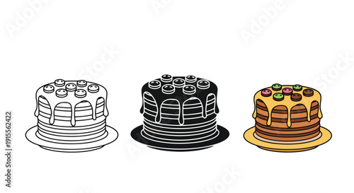 Stack of pancakes flat design vector illustration - Vector icon Set - Stickers and Clipart - PNG and SVG Icon collection - Lineal icons - logo template