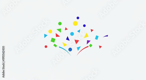 Colorful confetti explosion abstract geometric shapes and dots for celebration and party design isolated on white background