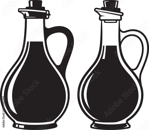 Elegant Glass Bottles with Handles: Oil and Vinegar Cruets for Culinary Presentation