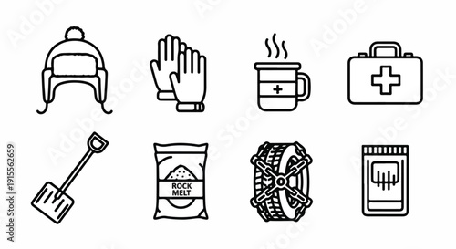 Essential items for a safe and enjoyable winter camping experience Vector