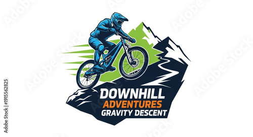 Downhill Mountain Biker Logo Design.