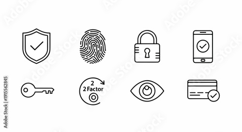 Various icons representing different methods of authentication and security Vector