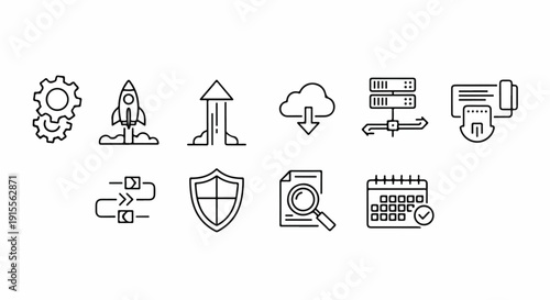 A collection of icons representing various computer and security functions Vector