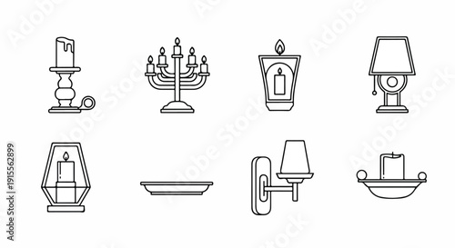 A collection of various types of lamps and lighting fixtures Vector