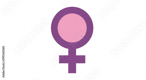 Female gender symbol Venus sign icon in purple and pink representing womanhood and feminism isolated on white background