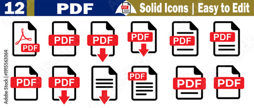 Document format icons showing pdf file types for web and interface design vector illustration.
