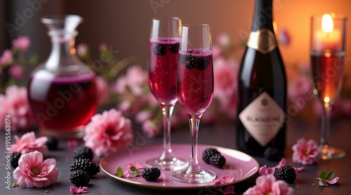 Romantic Dinner with Red Wine and Candles