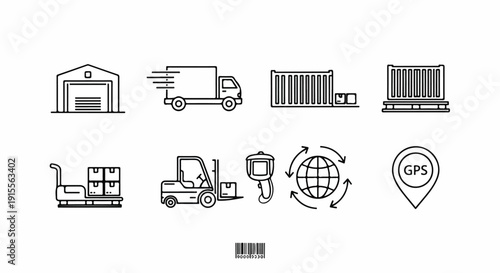 Logistics and supply chain management icons for business operations Vector