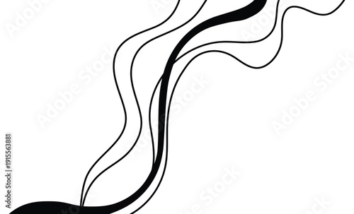Abstract black curved shapes flowing through digital canvas with bold monochrome artistic flair