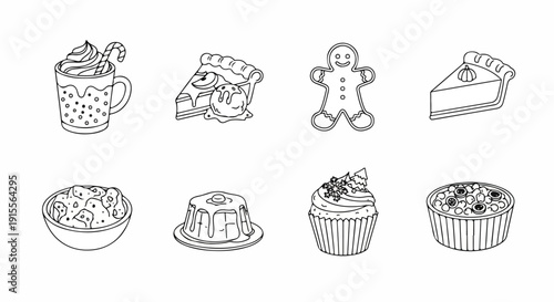 Delightful assortment of desserts and sweet treats for every occasion Vector