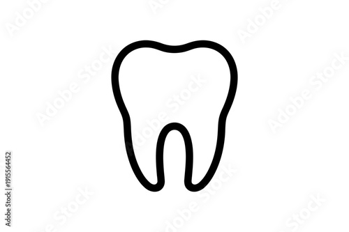 A simple black line art illustration of a tooth on a white background