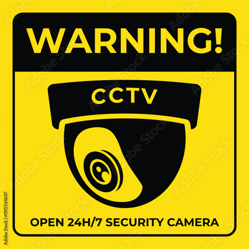 Dome CCTV Camera Warning Sign Vector Design