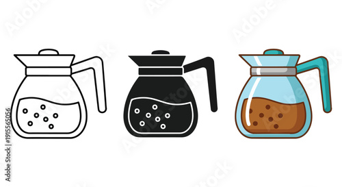 coffee makers set flat design vector illustration - Vector icon Set - Stickers and Clipart - PNG and SVG Icon collection - Lineal icons - logo template
