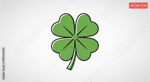 Four leaf clover icon simple green symbol for luck and good fortune vector illustration isolated on white background