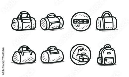 Gym and fitness outline icon set. Sports, workout, exercise icons outline collection