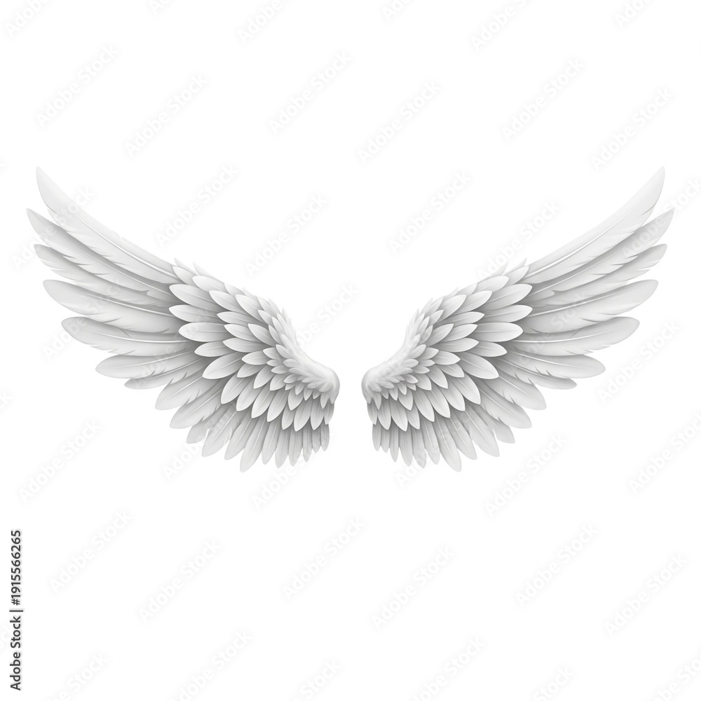 Fototapeta premium White angel wings isolated on a transparent background 