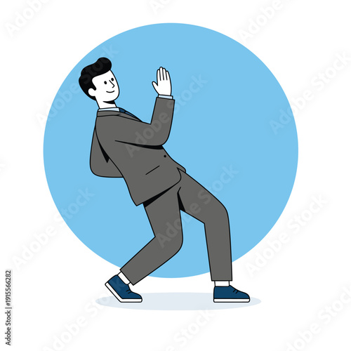 Concept of risk avoidance, unexpected market news, or fear of failure. A character reacting to a shocking situation. Suitable for cybersecurity, insurance, and financial crisis content.