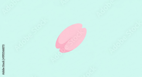 Single pink cherry blossom petal falling delicate floral element for spring or Japanese theme design isolated on soft blue background