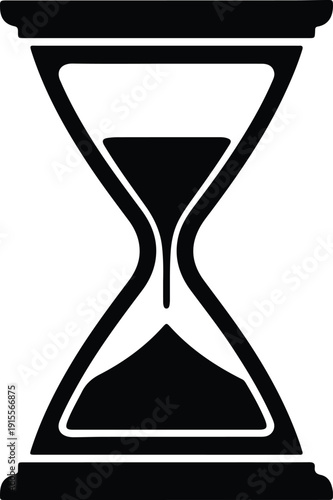 silhouette hourglass with sand flowing down for time management vector design