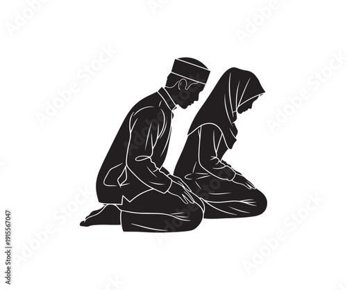 Couple praying together in devotion and spiritual harmony.